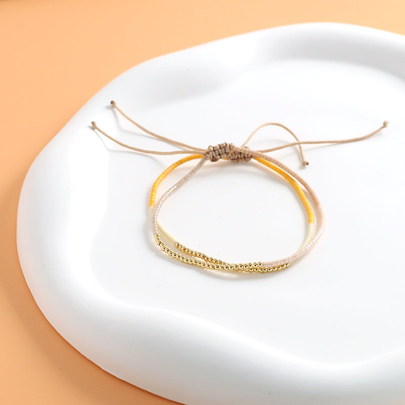 Gold Plated Beaded Women Fashion Braided Jewelry Gift Custom Wholesale Woven Handmade Adjustable Miyuki Macrame Cord Bracelet