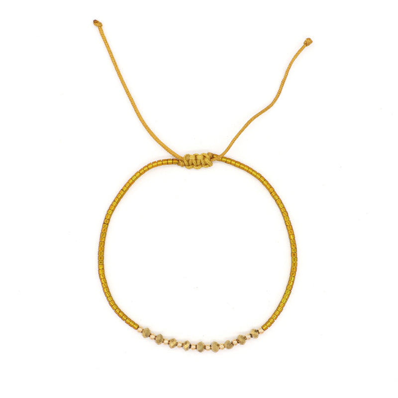 Handmade Custom Jewelry Wholesale Fashion Gold Plated Beads Adjustable Glass Crystal Braided Woven Macrame Miyuki Bracelet