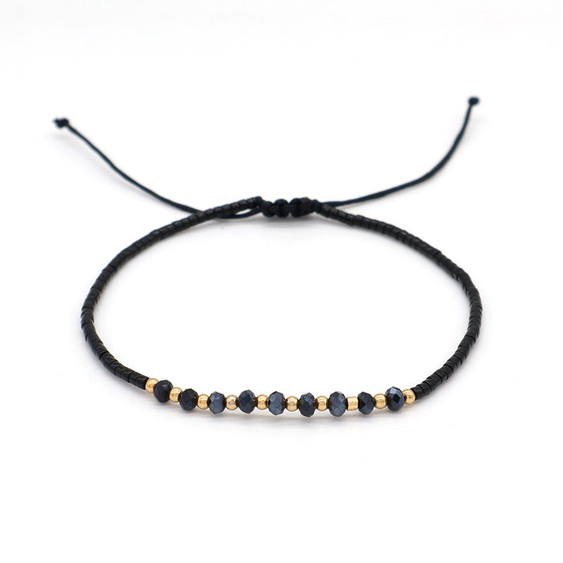 Handmade Custom Jewelry Wholesale Fashion Gold Plated Beads Adjustable Glass Crystal Braided Woven Macrame Miyuki Bracelet