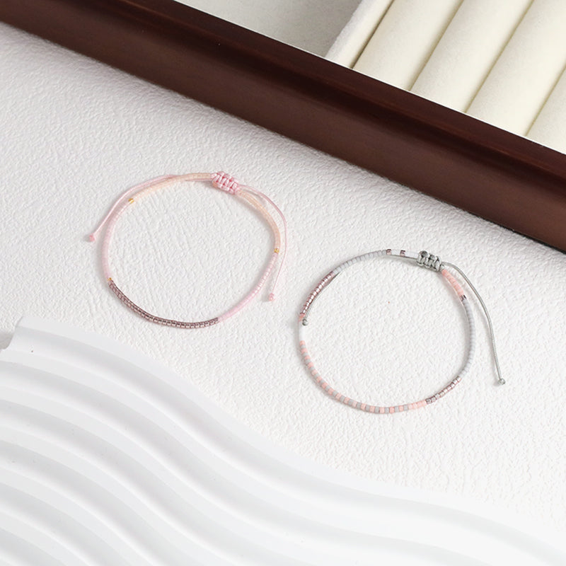 Custom Handmade Wholesale Miyuki Bracelet Jewelry Adjustable Pink Woven Macrame Miyuki Beads Bracelet For Teen Girl Women