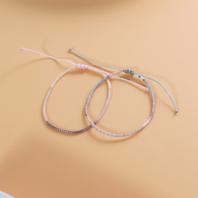 Custom Handmade Wholesale Miyuki Bracelet Jewelry Adjustable Pink Woven Macrame Miyuki Beads Bracelet For Teen Girl Women