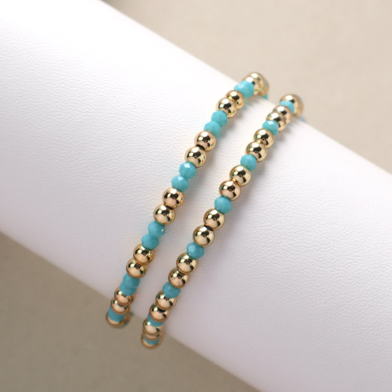 China Factory Manufacture Wholesale OEM Custom Women Jewelry Adjustable Handmade Gold Plated 4mm Glass Crystal Beaded Bracelet