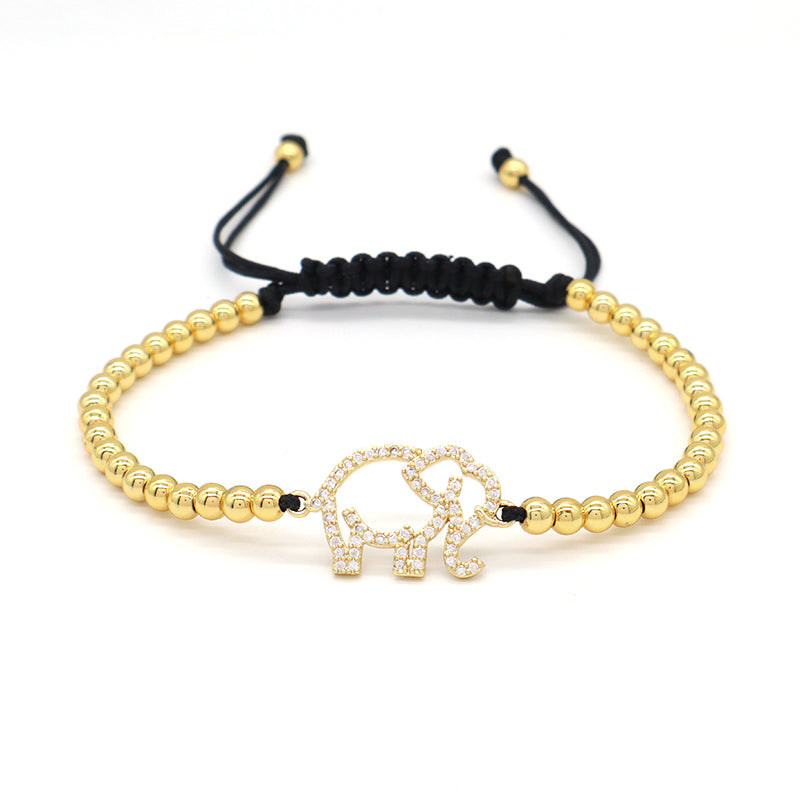 Variouis Friendship OEM Custom Gold Plated 4mm Beads Jewelry CZ Handmade Woven Braided Elephant Flower Freshwater Pearl Bracelet