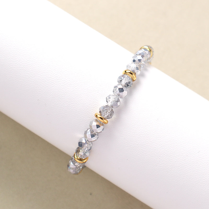 Wholesale Custom China Factory OEM Handmade Jewelry Gold Plated Charm Energy Stretch Glass Crystal Bracelet For Women Gift