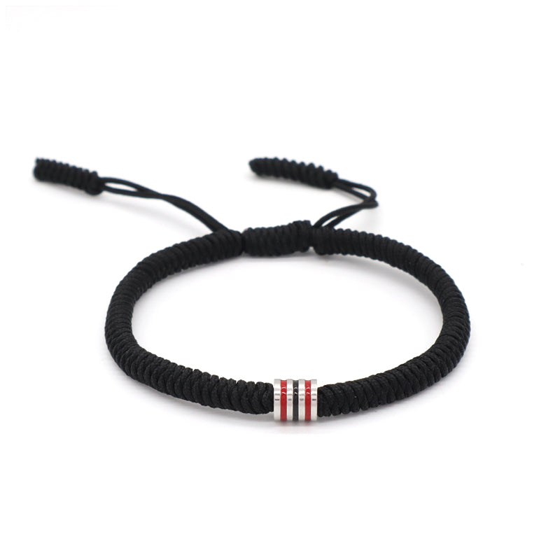 New Arrival OEM Custom Wholesale Jewelry Enamel Stainless Steel Charm Ajustable Rope Braided Handmade Woven Macrame Bracelet
