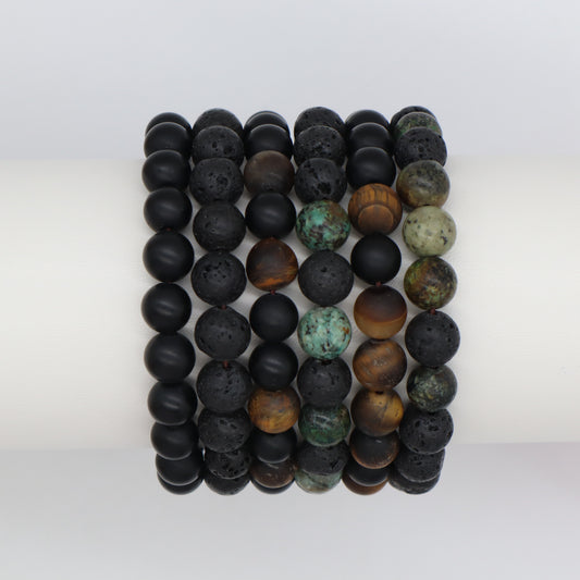 Handmade Custom 9mm Gemstone Healing Adjustable Natural Stone Woven Macrame Bracelet For Men Women