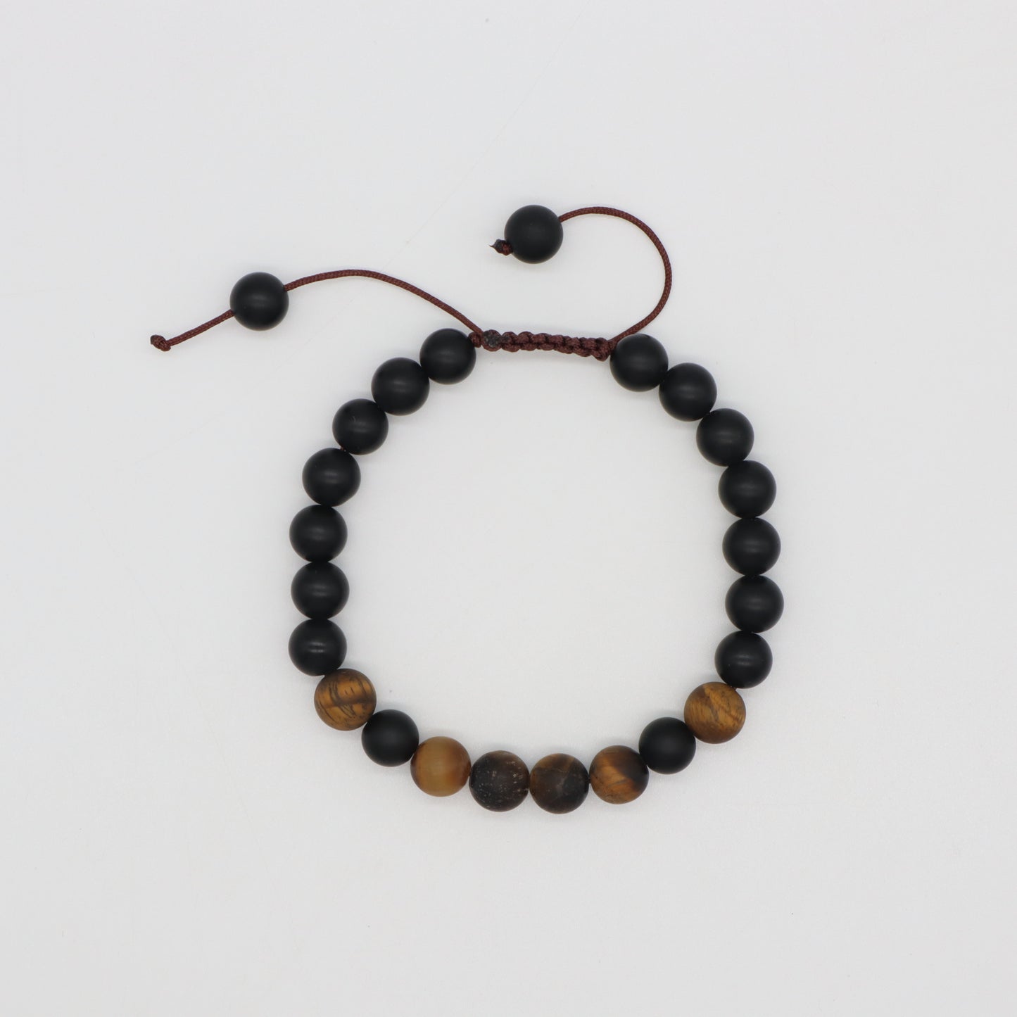 Handmade Custom 9mm Gemstone Healing Adjustable Natural Stone Woven Macrame Bracelet For Men Women