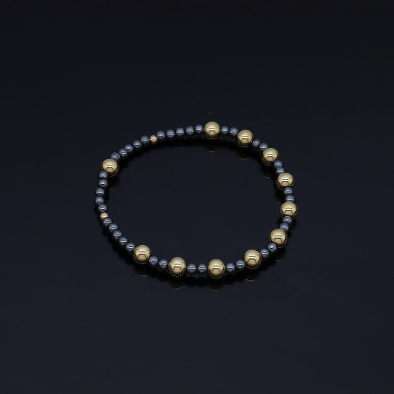 Manufacture Wholesale OEM Factory Custom Women Gold Plated Elastic Gemstone Healing Energy Hematite Natural Stone Beads Bracelet