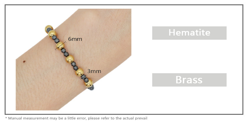 Manufacture Wholesale OEM Factory Custom Women Gold Plated Elastic Gemstone Healing Energy Hematite Natural Stone Beads Bracelet