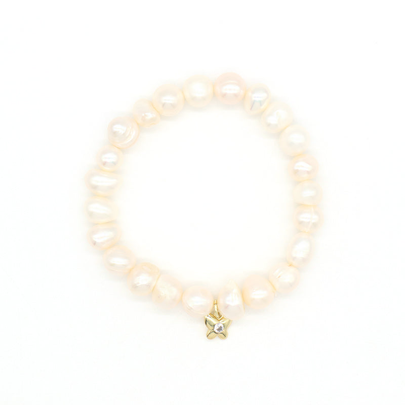 Wholesale Factory Custom Fashion Jewelry Handmade Elastic Sea Star Charm Natural Fresh Water Pearl Bracelet For Women