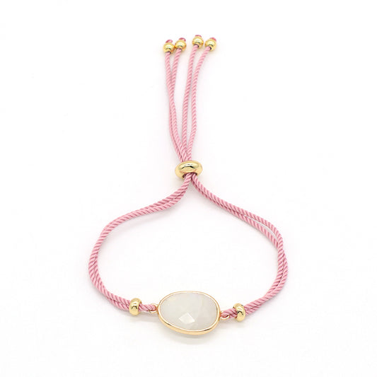 Wholesale Custom Fashion Factory Jewelry Handmade Natural Stone Charm Natural Fresh Water Pearl Cotton Wire Bracelet For Women