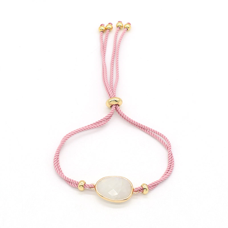 Wholesale Custom Fashion Factory Jewelry Handmade Natural Stone Charm Natural Fresh Water Pearl Cotton Wire Bracelet For Women