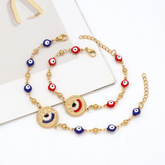 Factory Customized Manufacture GOOD Quality Wholesale Fashion Ajustable Gold Plated evils eye Charm Bracelet For Women Gift