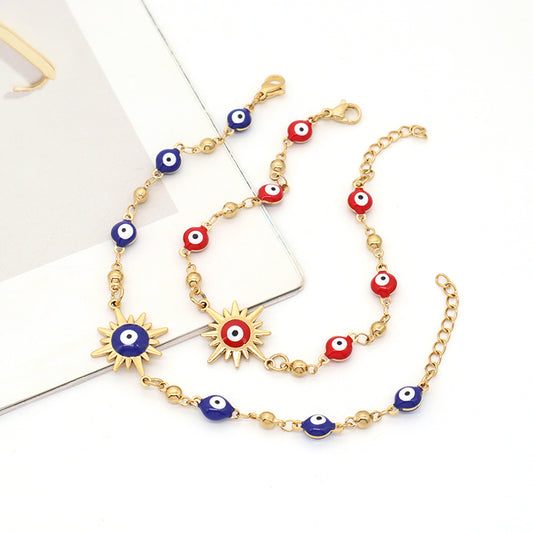 GOOD Quality Factory Wholesale Customized Manufacture Fashion Ajustable Gold Plated evils eye Charm Bracelet For Women Gift