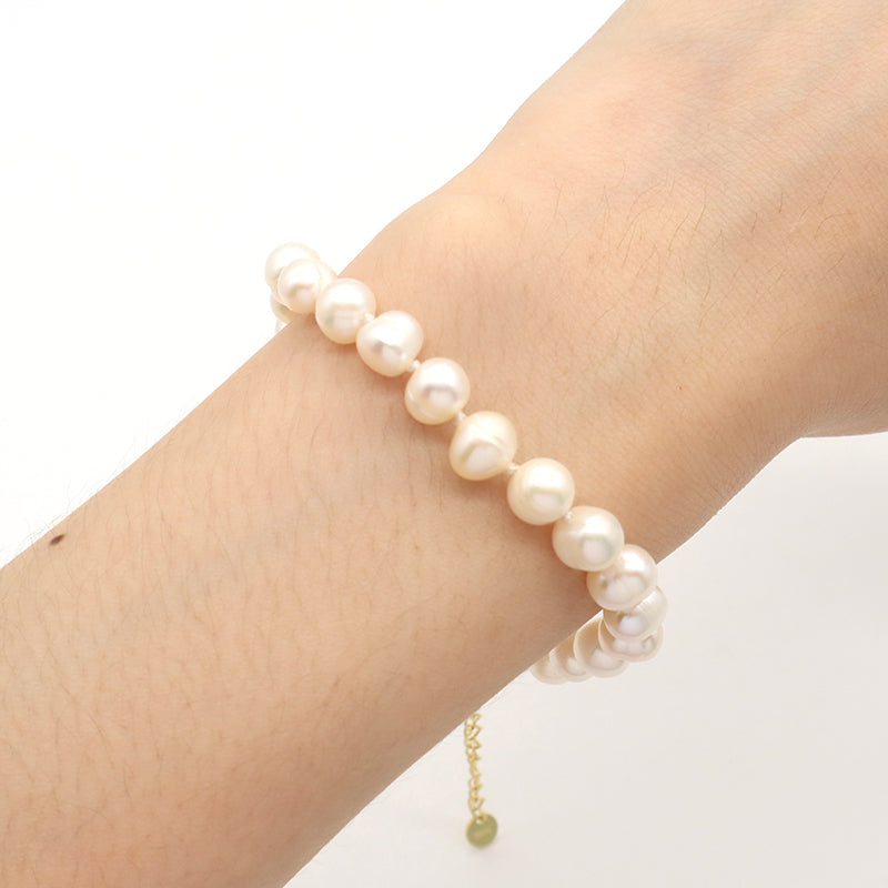 Newest Dainty Handmade Fashion Custom Women Jewelry Gold Plated 925 Sterling Silver Fresh Water Pearl Beads Bracelet For Gift