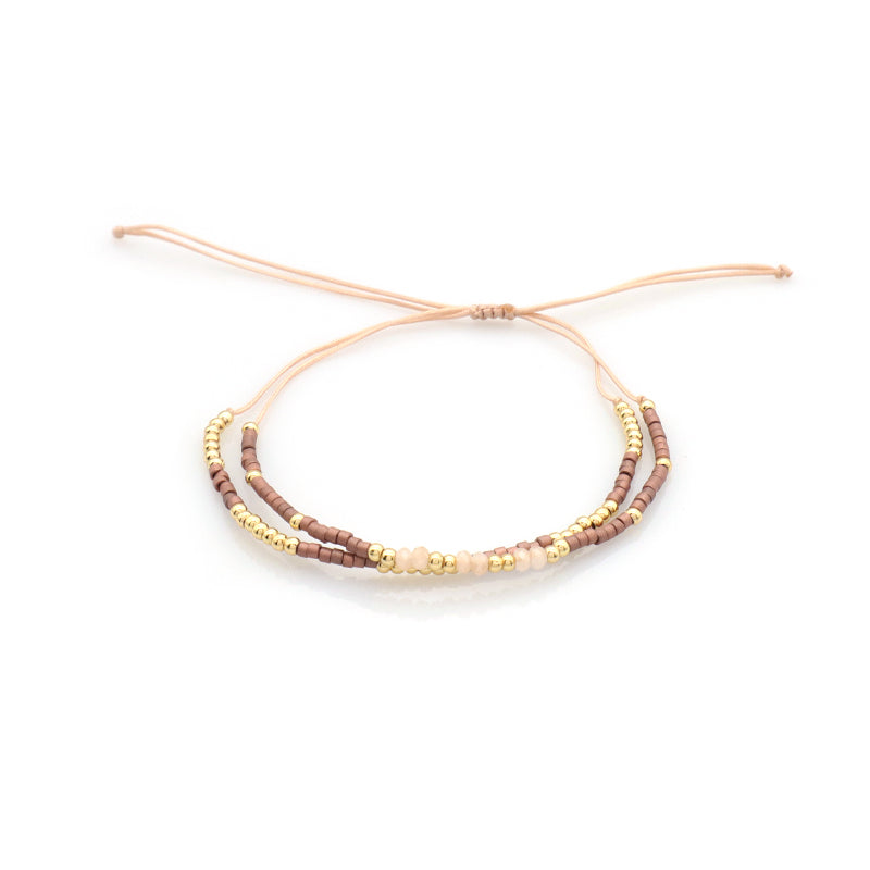 Manufacture Fashion OEM Customized Handmade Gold Plated Beads Women Jewelry Adjustable Braided Woven Macrame Miyuki Bracelet Set