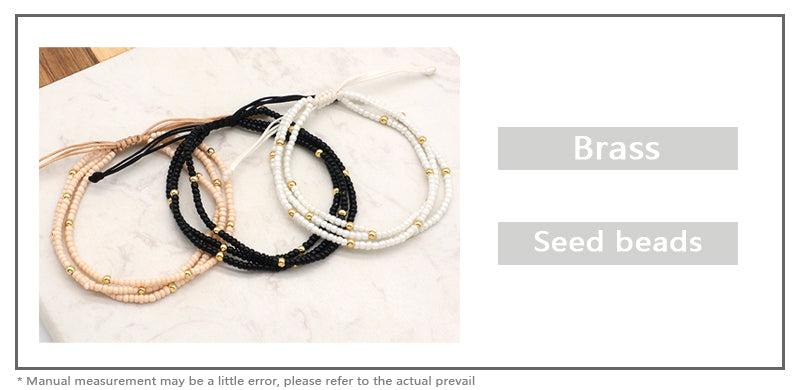 Handmade Three Layer Various Color Wholesale OEM China Factory Custom Jewelry Women Ajustable Gold Plated Seed Beaded Bracelet