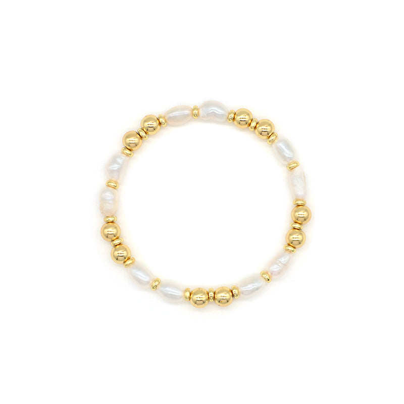 New Bulk Sale OEM Handmade Fashion Customized Jewelry Gold Plated Fresh Water Pearl Heart Charm Bracelet For Women Gift
