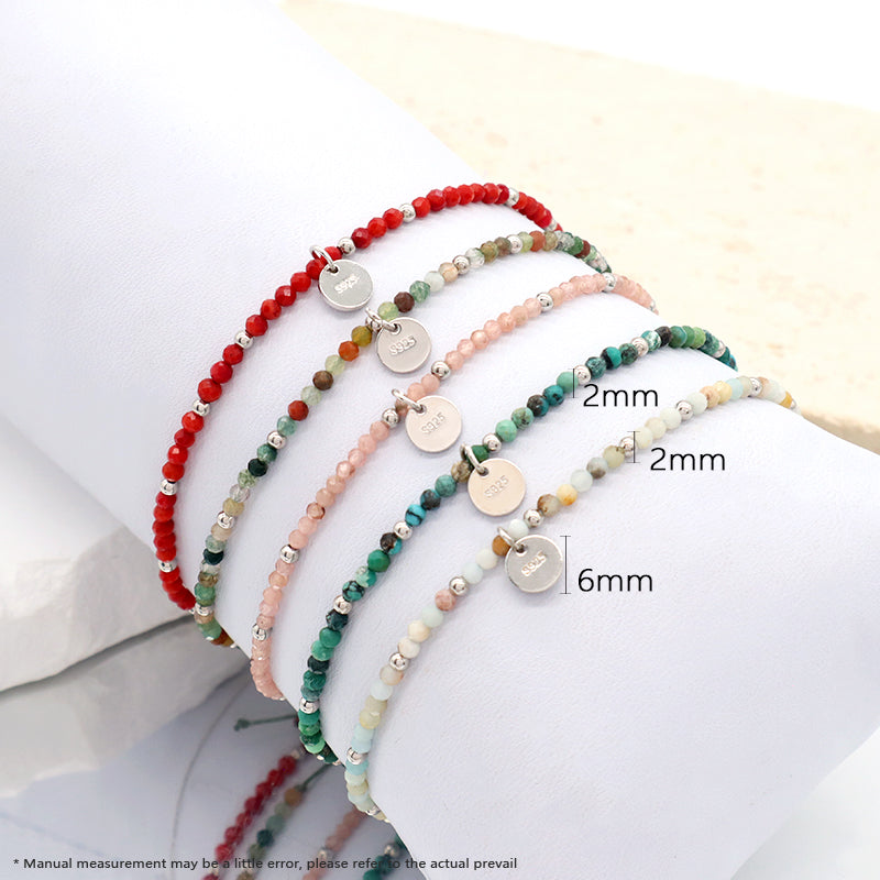 OEM Wholesale Custom Ajustable Handmade Women Energy 925 Sterling Silver Braided Woven Macrame Natural Stone Beads Bracelet