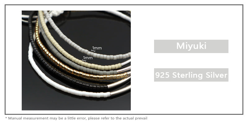 Adjustable Fashion OEM Custom Handmade Women Jewelry Woven Macrame Rhodium 925 Sterling Silver Charm Miyuki Beads Bracelet