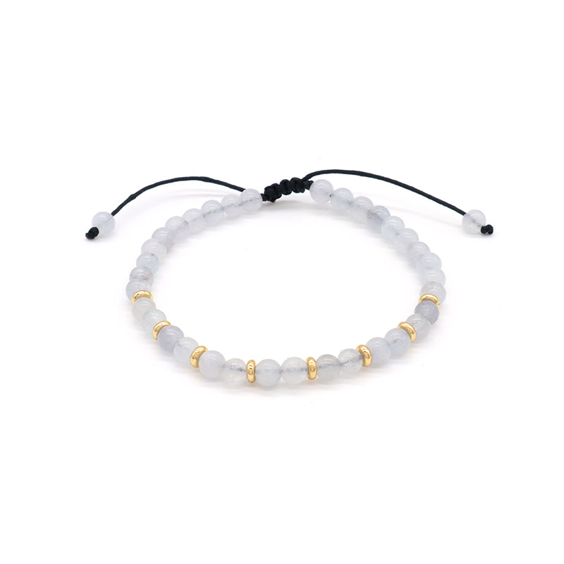 Wholesale Custom OEM Ajustable Handmade Gemstone 4mm Natural Stone Beads Elastic Bracelet For Women Men
