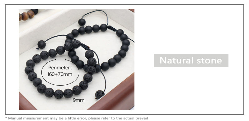 Custom Classic Trendy Jewelry Handmade Men Natural Stone 9mm Natural Stone Lava Beads Friendship Macrame Bracelet