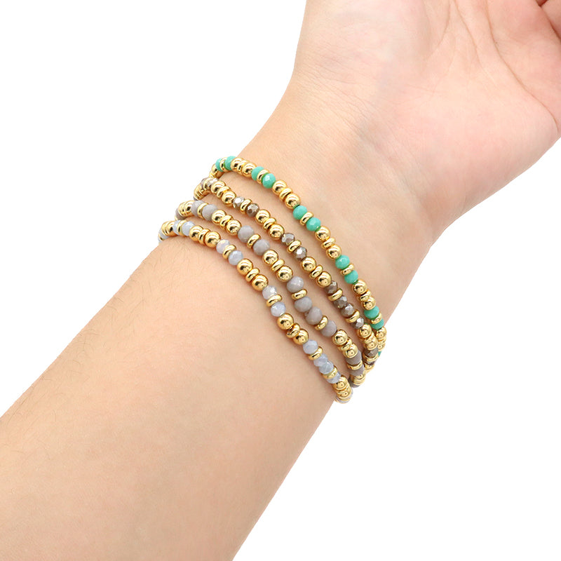 Wholesale OEM Factory Fashion Custom Handmade  Glass Crystal Beads Bracelet With Brass Beads