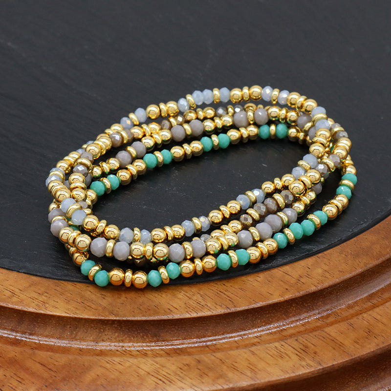 Wholesale OEM Factory Fashion Custom Handmade  Glass Crystal Beads Bracelet With Brass Beads