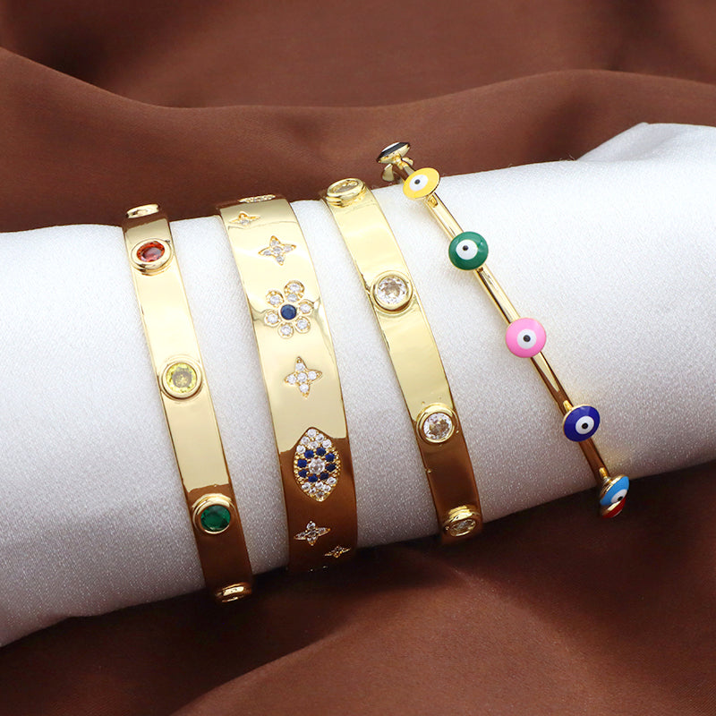 Simple Design Newest Custom Wholesale Fashion Women Gift China Factory Manufacture Gold Plated Brass Bangle Bracelet