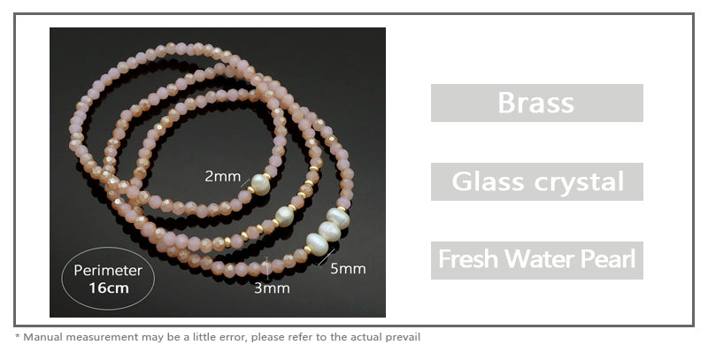 Handmade OEM Wholesale Factory Fashion Jewelry Customized Factory Gift Glass Crystal Beads Bracelet Fresh Water Pearl Bracelet