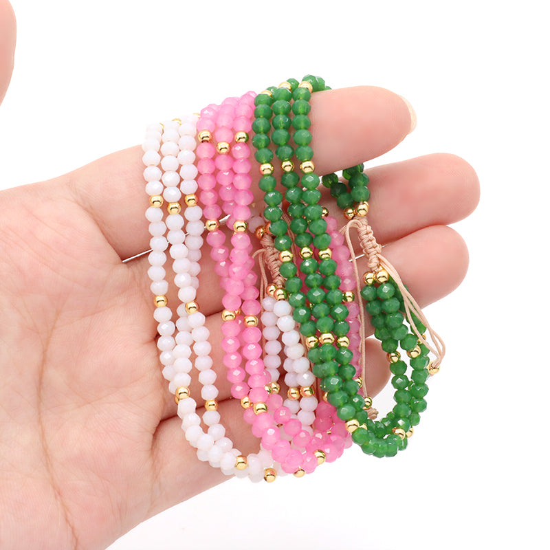 New Bulk Sale OEM Custom Handmade China Factory Fashion Gold Plated Bead Charm Glass Crystal Bracelet For Gift Women