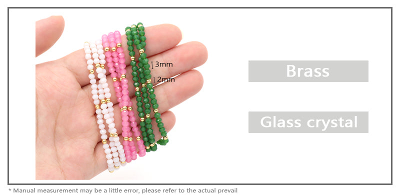 New Bulk Sale OEM Custom Handmade China Factory Fashion Gold Plated Bead Charm Glass Crystal Bracelet For Gift Women