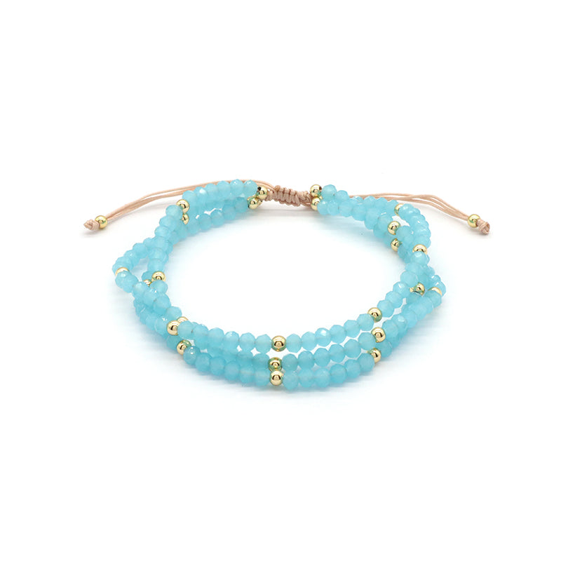 New Bulk Sale OEM Custom Handmade China Factory Fashion Gold Plated Bead Charm Glass Crystal Bracelet For Gift Women