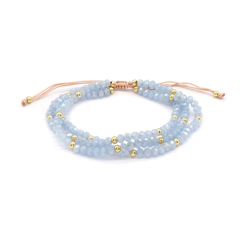 New Bulk Sale OEM Custom Handmade China Factory Fashion Gold Plated Bead Charm Glass Crystal Bracelet For Gift Women