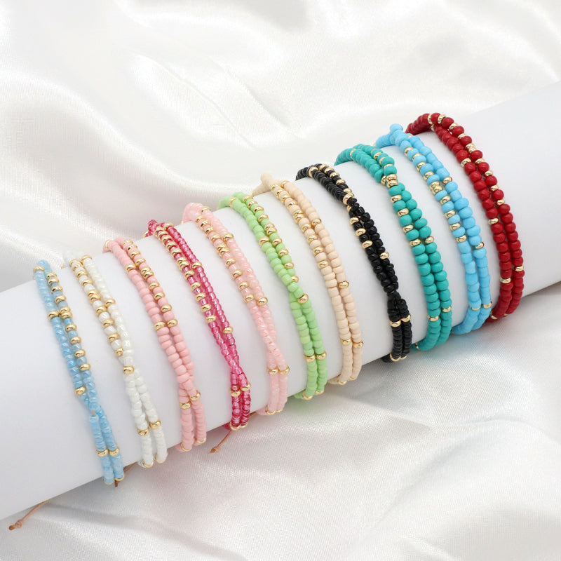 Wholesale OEM Various Color Customized Newest Factory Handmade Fashionable Gold Plated Seed Beads Bracelet For Gift Women