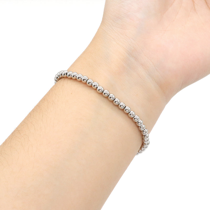 Manufacture China Factory Newest Wholesale OEM Customized Handmade Fashionable Rhodium 4mm Bead Charm Bracelet For Gift Women