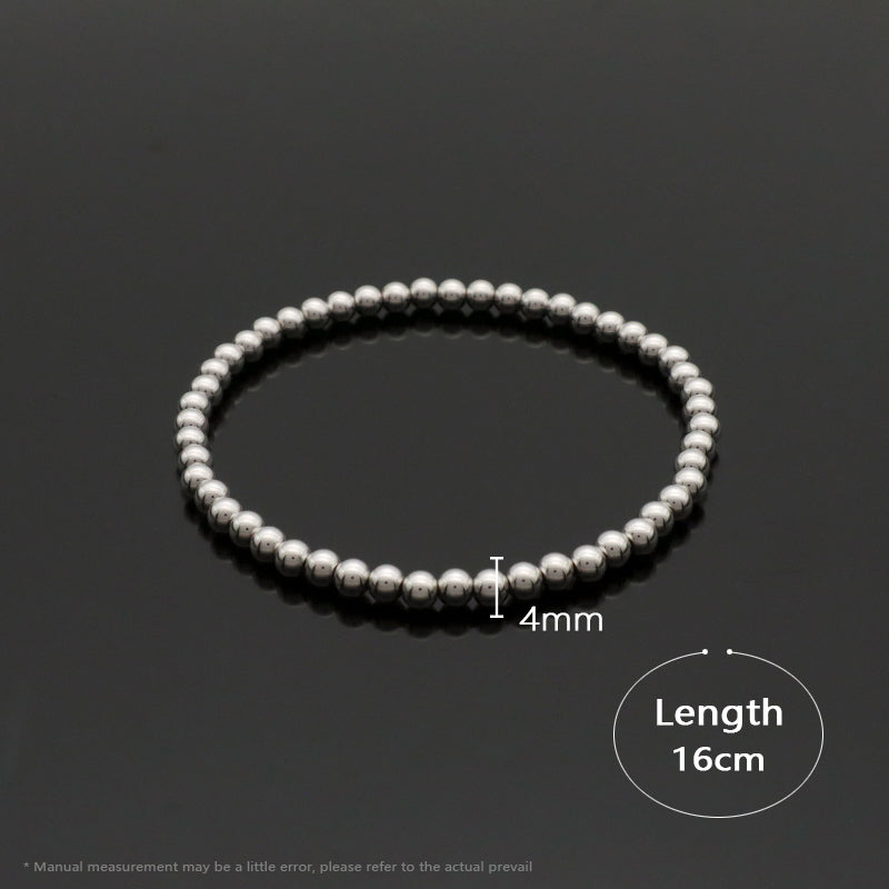 Manufacture China Factory Newest Wholesale OEM Customized Handmade Fashionable Rhodium 4mm Bead Charm Bracelet For Gift Women
