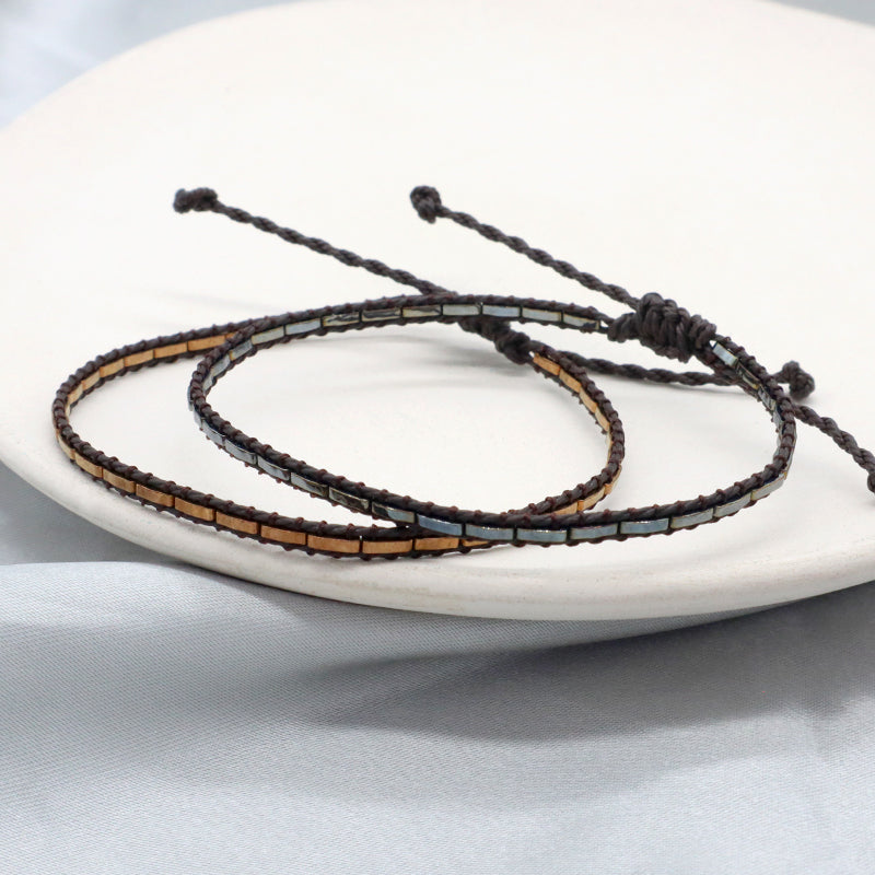 Custom Gift Boho Wholesale Handmade Fashionable Miyuki Jewelry Elastic Flat Tila Tile Miyuki Seed Bead Bracelet For Men Women