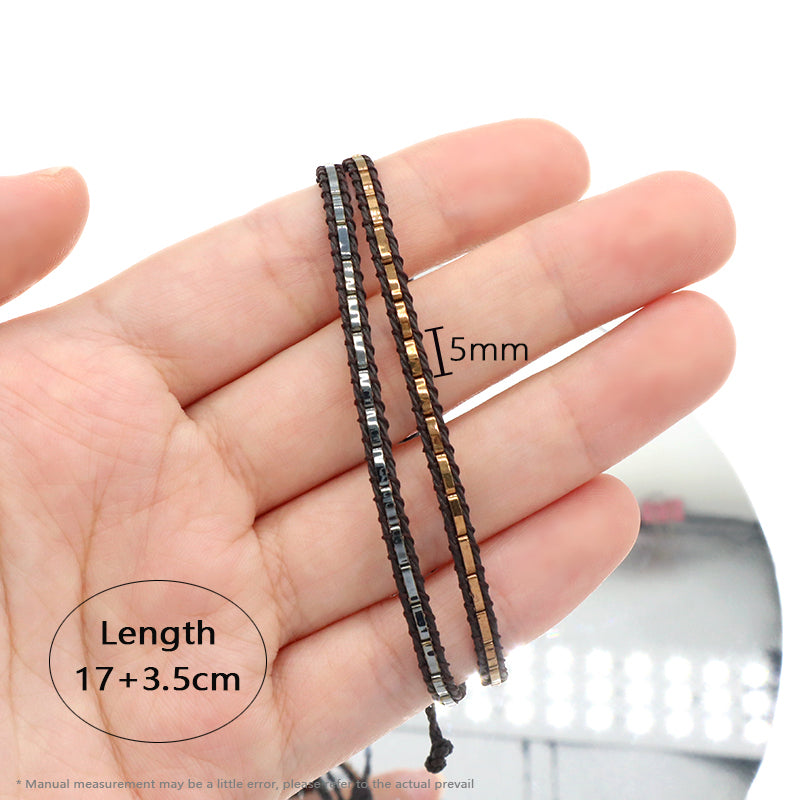 Custom Gift Boho Wholesale Handmade Fashionable Miyuki Jewelry Elastic Flat Tila Tile Miyuki Seed Bead Bracelet For Men Women