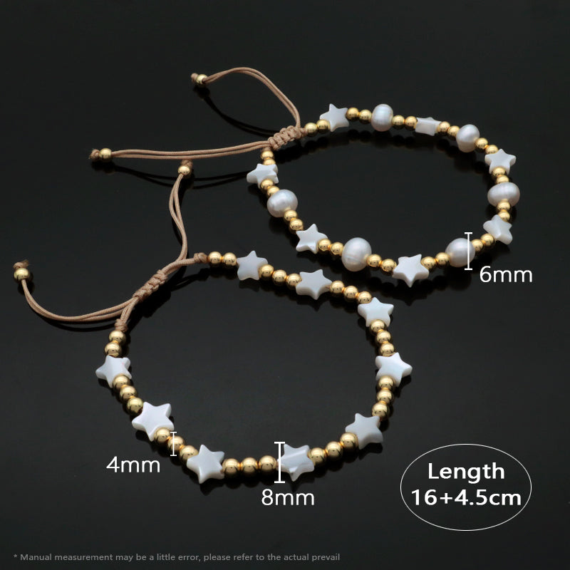 Custom Fashion Wholesale Factory Jewelry Handmade Adjustable Macrame Charm Shell Charms Natural Fresh Water Pearl Bracelet For Women