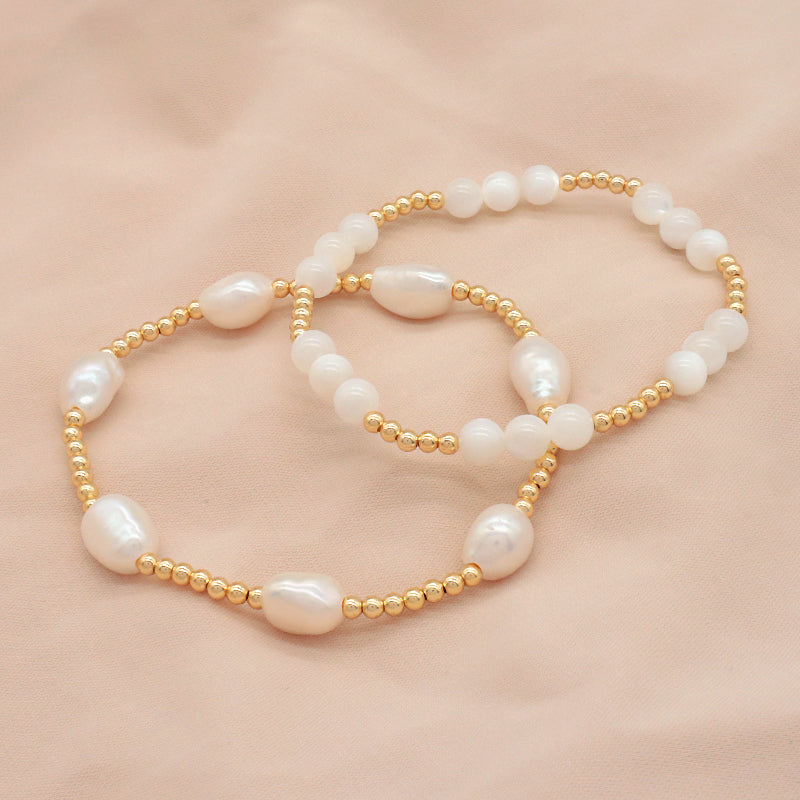 New Design Wholesale Custom Fashion Jewelry Handmade Handmade Elastic Natural Fresh Water Pearl Bracelet For Women