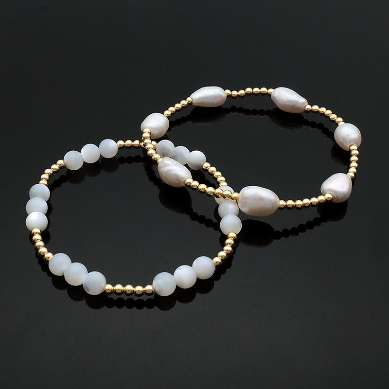 New Design Wholesale Custom Fashion Jewelry Handmade Handmade Elastic Natural Fresh Water Pearl Bracelet For Women