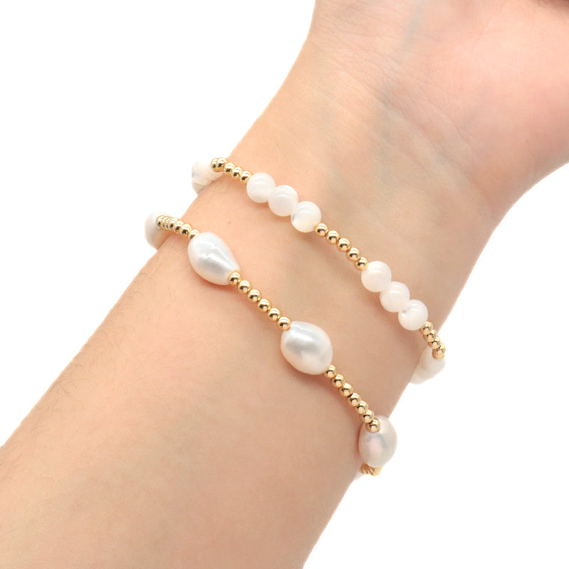 New Design Wholesale Custom Fashion Jewelry Handmade Handmade Elastic Natural Fresh Water Pearl Bracelet For Women