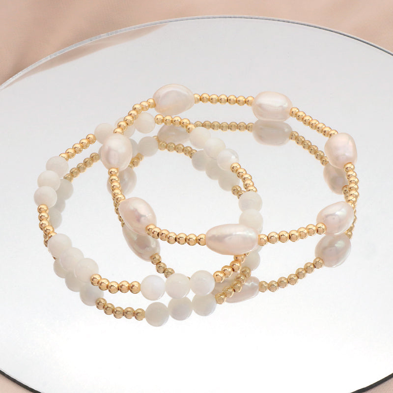 New Design Wholesale Custom Fashion Jewelry Handmade Handmade Elastic Natural Fresh Water Pearl Bracelet For Women