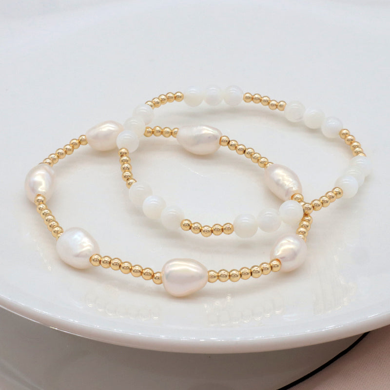 New Design Wholesale Custom Fashion Jewelry Handmade Handmade Elastic Natural Fresh Water Pearl Bracelet For Women