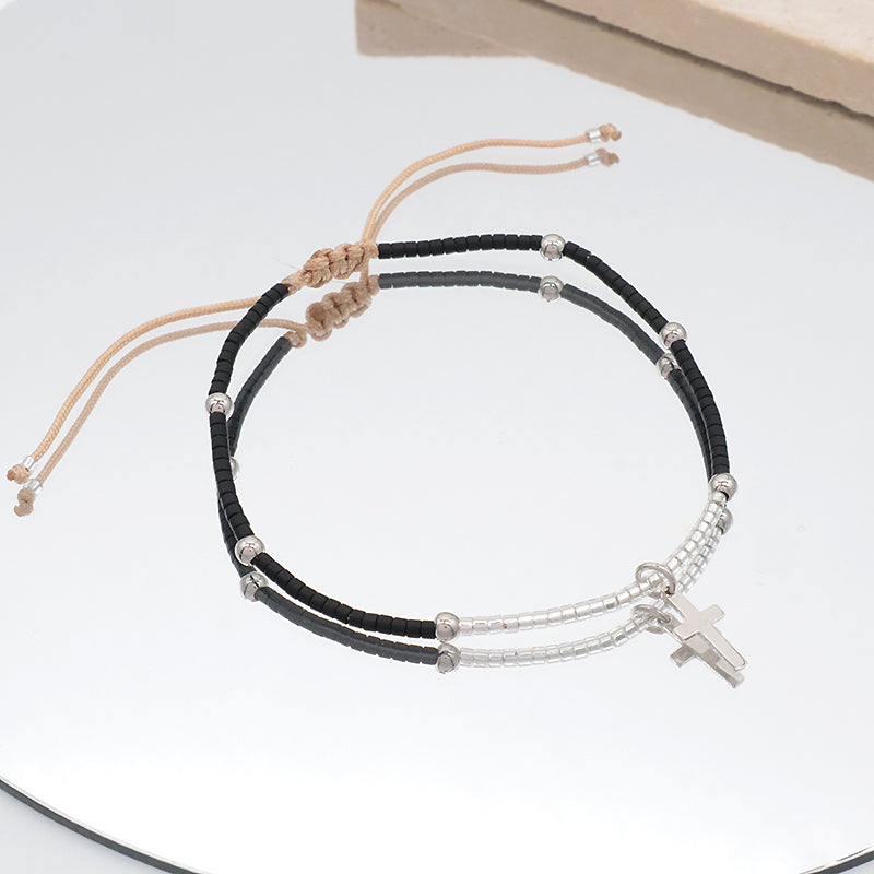Handmade OEM Customized Wholesale Adjustable 925 Sterling Silver Woven Macrame Miyuki Beads Bracelet For Gift