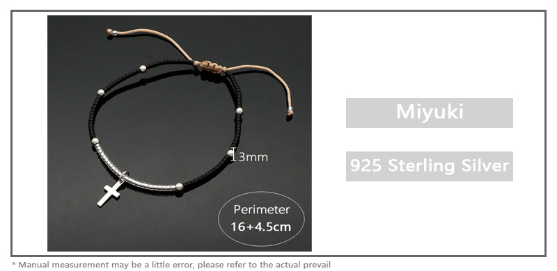 Handmade OEM Customized Wholesale Adjustable 925 Sterling Silver Woven Macrame Miyuki Beads Bracelet For Gift