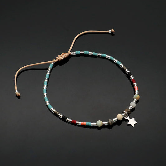 OEM Customized Handmade Wholesale Adjustable 925 Sterling Silver Woven Macrame Miyuki Natural Stone Beads Bracelet For Gift