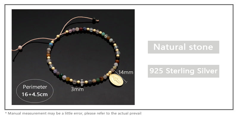 Custom Newest Wholesale Handmade China Factory Gold Plated 925 Sterling Silver Pendant Natural Stone Bead Bracelet For Gift Women