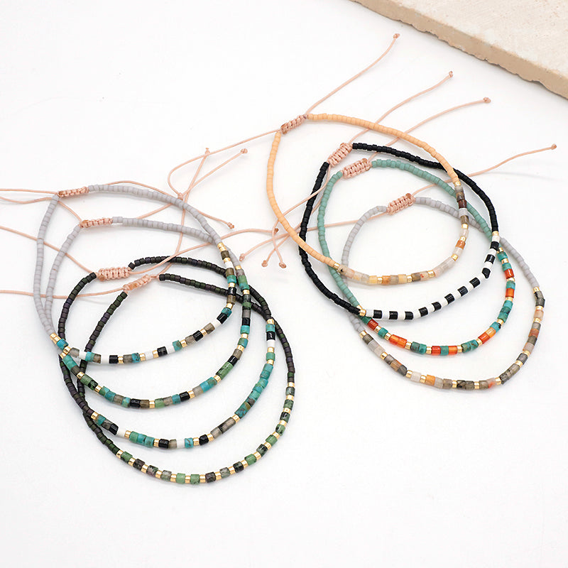 Newest Fashionable Wholesale Customized Varioius Handmade Women Ajustable Macrame MIYUKI Beads Natural Stone Bracelet